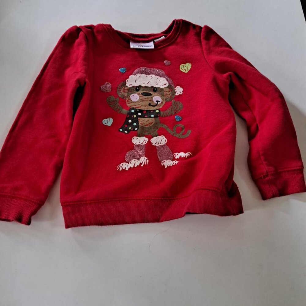 Jumping Beans red fun Christmas monkey sweatershirt size 3t